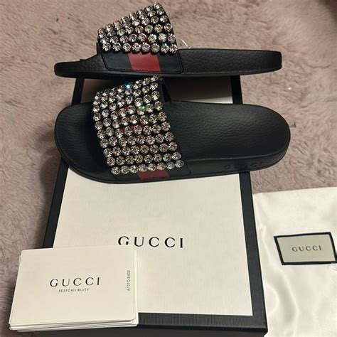 gucci rhinestone slides|gucci slides size chart.